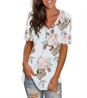 Women's T-shirt Short Sleeve T-shirts Casual Flower sku image 6