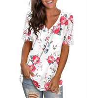 Women's T-shirt Short Sleeve T-shirts Casual Flower sku image 1