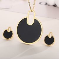 Fashion Round Titanium Steel Plating Women's Earrings Necklace main image 4