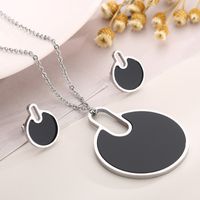 Fashion Round Titanium Steel Plating Women's Earrings Necklace main image 1
