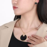 Fashion Round Titanium Steel Plating Women's Earrings Necklace main image 3