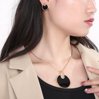 Fashion Round Titanium Steel Plating Women's Earrings Necklace main image 2
