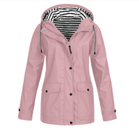 Women's Fashion Stripe Solid Color Zipper Patchwork Button Zipper Coat Outdoor Jacket main image 5