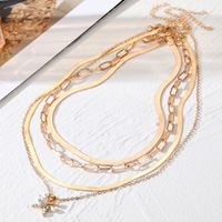 Style Ig Papillon Alliage Placage Incruster Strass Femmes Collier En Couches main image 3