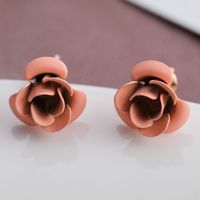 1 Set Fashion Heart Shape Rose Alloy Plating Artificial Pearls Rhinestones Gold Plated Women's Ear Studs main image 5