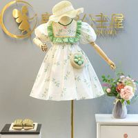 Princess Flower Printing Cotton Girls Dresses main image 1