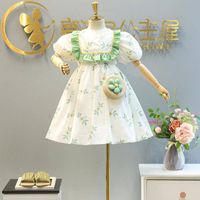 Princess Flower Printing Cotton Girls Dresses sku image 7