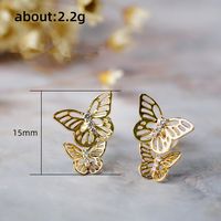 1 Pair Fashion Butterfly Copper Inlaid Zircon Ear Studs main image 4