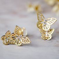 1 Pair Fashion Butterfly Copper Inlaid Zircon Ear Studs main image 3