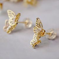 1 Pair Fashion Butterfly Copper Inlaid Zircon Ear Studs main image 2