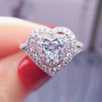 1 Piece Fashion Heart Shape Copper Inlay Artificial Gemstones Rings sku image 2