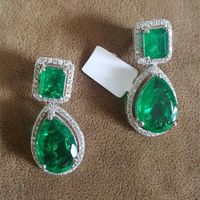 1 Pair Retro Square Water Droplets Copper Inlay Zircon Drop Earrings main image 1