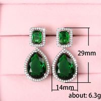 1 Pair Retro Square Water Droplets Copper Inlay Zircon Drop Earrings main image 3