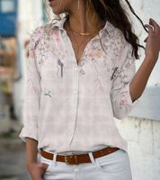 Women's Blouse Long Sleeve Blouses Printing Fashion Flower main image 4