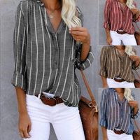 Shirt Long Sleeve Blouses Printing Comfort And Casual Urban Style Stripe main image 1