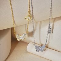 1 Piece Fashion Butterfly Sterling Silver Plating Inlay Zircon Necklace main image 1