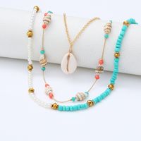 Bohemian Conch Shell Artificial Pearl Turquoise Metal Plating Women's Layered Necklaces main image 5