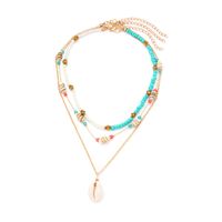 Bohemian Conch Shell Artificial Pearl Turquoise Metal Plating Women's Layered Necklaces sku image 1