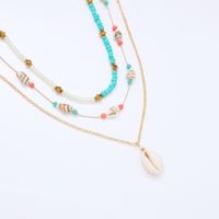 Bohemian Conch Shell Artificial Pearl Turquoise Metal Plating Women's Layered Necklaces main image 4