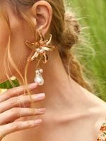1 Pair Fashion Flower Imitation Pearl Alloy Patchwork Women's Drop Earrings main image 6