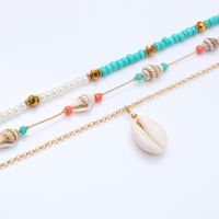 Bohemian Conch Shell Artificial Pearl Turquoise Metal Plating Women's Layered Necklaces main image 3