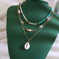 Bohemian Conch Shell Artificial Pearl Turquoise Metal Plating Women's Layered Necklaces main image 1