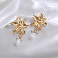 1 Pair Fashion Flower Imitation Pearl Alloy Patchwork Women's Drop Earrings main image 2