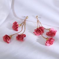 1 Pair Retro Flower Cloth Metal Handmade Women's Drop Earrings main image 6