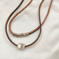 1 Piece Fashion Heart Shape Alloy Leather Rope Women's Layered Necklaces main image 6