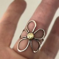 1 Piece Simple Style Flower Copper Plating Open Ring main image 1