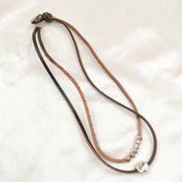 1 Piece Fashion Heart Shape Alloy Leather Rope Women's Layered Necklaces main image 5
