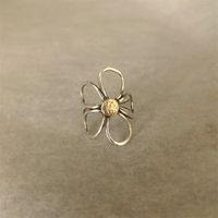 1 Piece Simple Style Flower Copper Plating Open Ring main image 6