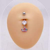 1 Piece Fashion Star Heart Shape Flower Stainless Steel Inlaid Zircon Belly Ring main image 5