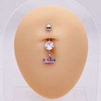 1 Piece Fashion Star Heart Shape Flower Stainless Steel Inlaid Zircon Belly Ring sku image 5