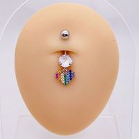 1 Piece Fashion Star Heart Shape Flower Stainless Steel Inlaid Zircon Belly Ring main image 3