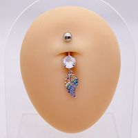 1 Piece Fashion Star Heart Shape Flower Stainless Steel Inlaid Zircon Belly Ring sku image 6