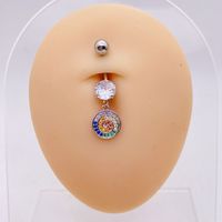 1 Piece Fashion Star Heart Shape Flower Stainless Steel Inlaid Zircon Belly Ring main image 2