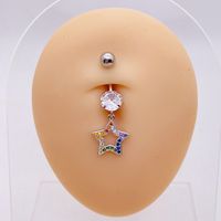 1 Piece Fashion Star Heart Shape Flower Stainless Steel Inlaid Zircon Belly Ring sku image 2