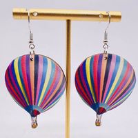 1 Pair Fashion Hot Air Balloon Wood Patchwork Women's Drop Earrings main image 5