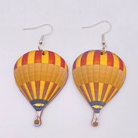 1 Pair Fashion Hot Air Balloon Wood Patchwork Women's Drop Earrings sku image 3