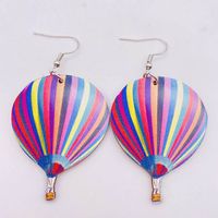 1 Pair Fashion Hot Air Balloon Wood Patchwork Women's Drop Earrings sku image 1