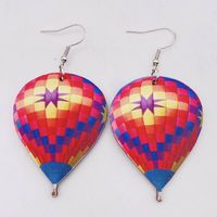 1 Pair Fashion Hot Air Balloon Wood Patchwork Women's Drop Earrings sku image 2