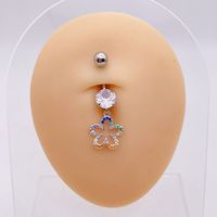 1 Piece Fashion Star Heart Shape Flower Stainless Steel Inlaid Zircon Belly Ring sku image 1