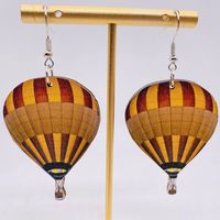 1 Paar Mode Heißluftballon Holz Patchwork Frau Tropfenohrringe main image 3