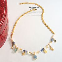Elegant Star Water Droplets Freshwater Pearl Titanium Steel Brass Inlay Natural Stone Glass Stone Necklace main image 6