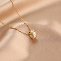 Fashion Water Droplets Lock Fish Tail Stainless Steel Inlay Zircon Pendant Necklace 1 Piece main image 4