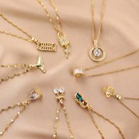 Fashion Water Droplets Lock Fish Tail Stainless Steel Inlay Zircon Pendant Necklace 1 Piece main image 6