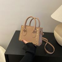 Women's Small Pu Leather Solid Color Streetwear Square Zipper Shoulder Bag Handbag Crossbody Bag main image 2