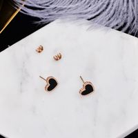 1 Pair Fashion Heart Shape Titanium Steel Plating Ear Studs sku image 2