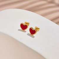 1 Pair Fashion Heart Shape Titanium Steel Plating Ear Studs main image 3